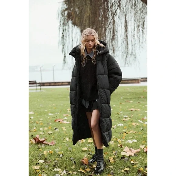 Zara anorak extra long puffer coat black - Picture 10 of 12